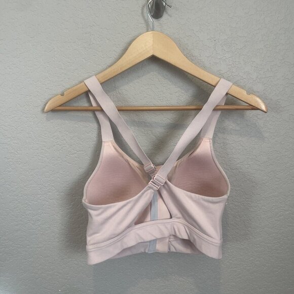 Under Armour HeatGear Racerback Front Zip Close Wirefree Sports Bra Pink 34DD - Picture 5 of 6